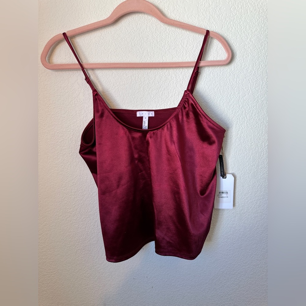 NWT Leith Satin Cami Shell Tank Top Burgundy Women - Sz M